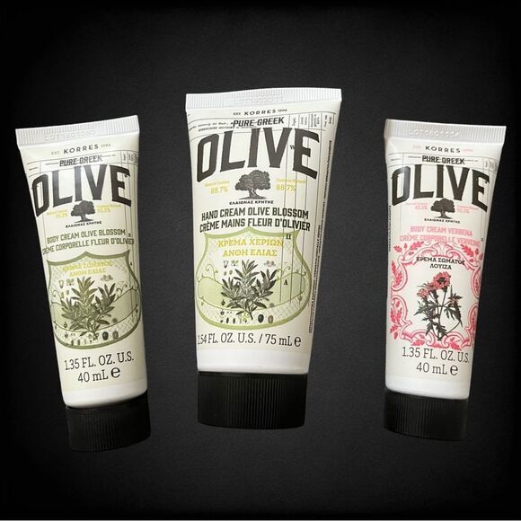 KORRES PURE GREEK OLIVE One Hand and Two Body Creams New and Sealed - Picture 1 of 4